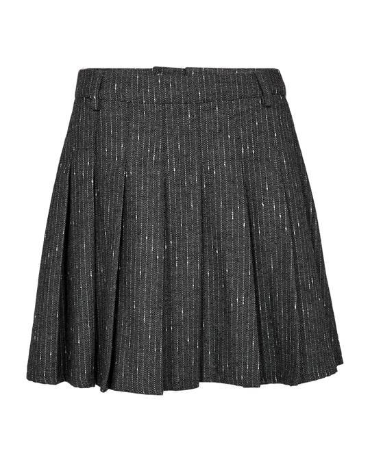 CMTRINA - SHORT SKIRT WITH HERRINGBONE PATTERN AND NEEDLE STRIPES IN GREY