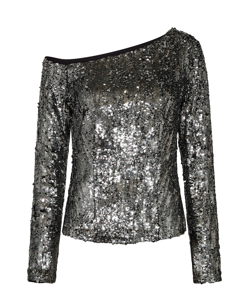 CMSEQUINCE - BLOUSE WITH SEQUINS IN GREY