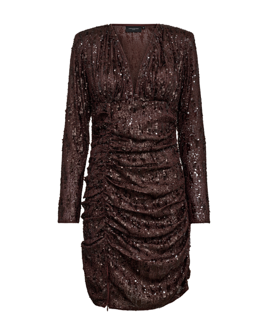 CMSEQUINCE - DRESS WITH SEQUINS IN BROWN