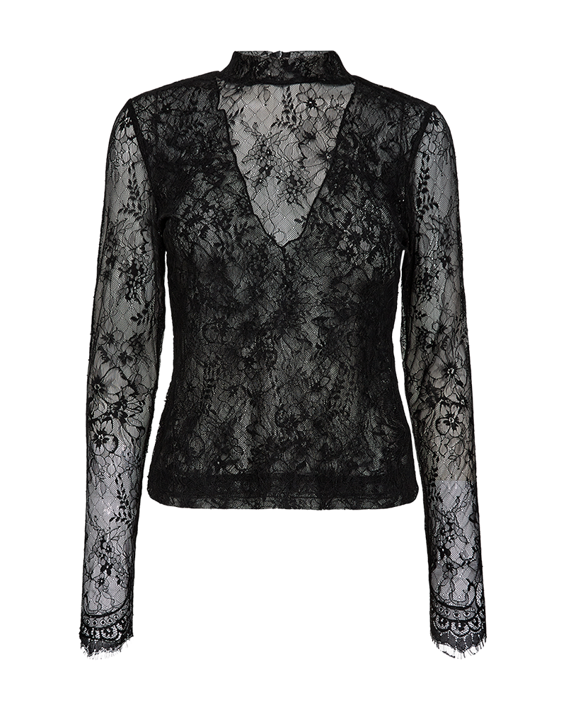 Cmlea - blouse met kant in zwart