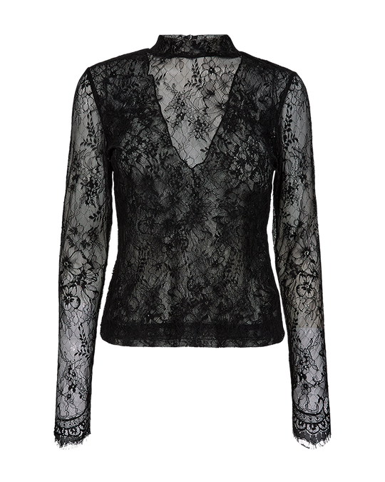 CMLEA - BLOUSE WITH LACE IN BLACK