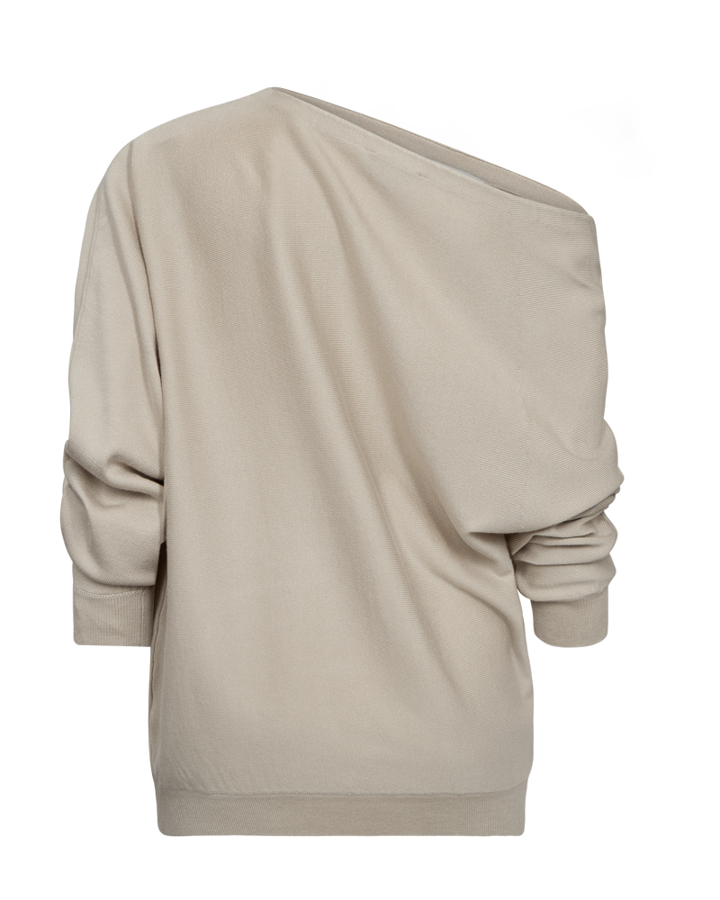 Cmveran - Off -shoulder pullover in beige