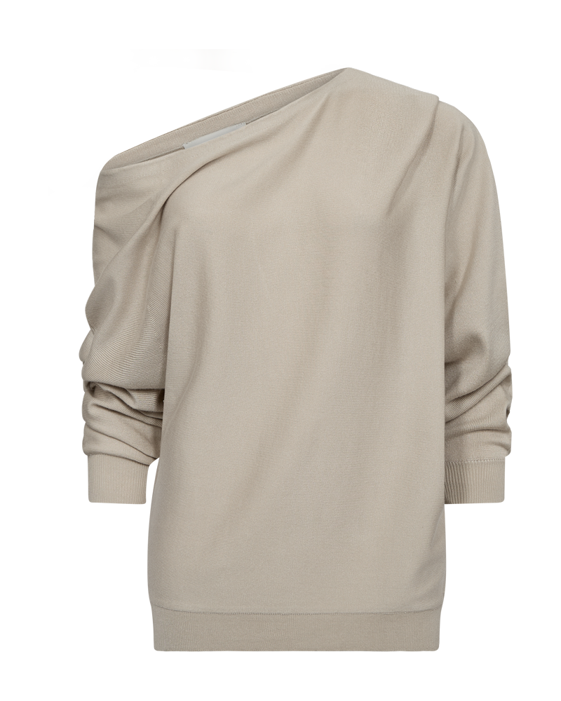 Cmveran - Off -shoulder pullover in beige