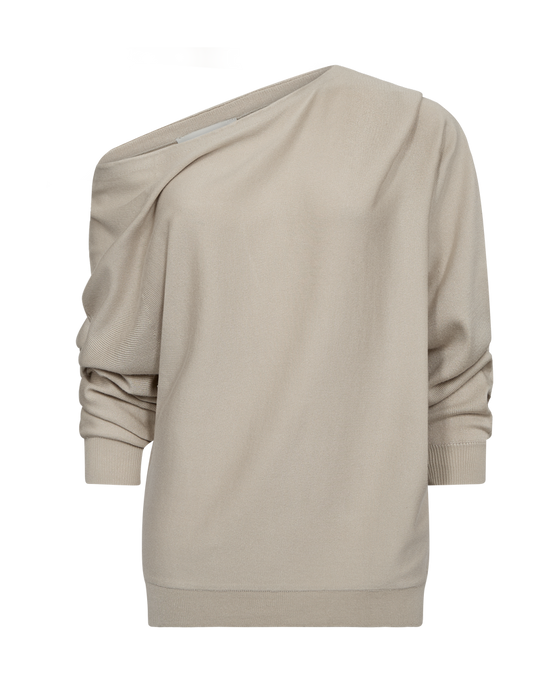 Cmveran - Off -shoulder pullover in beige