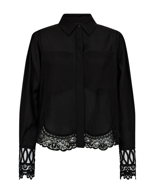 Cmmolly - shirt met kanten trim in zwart