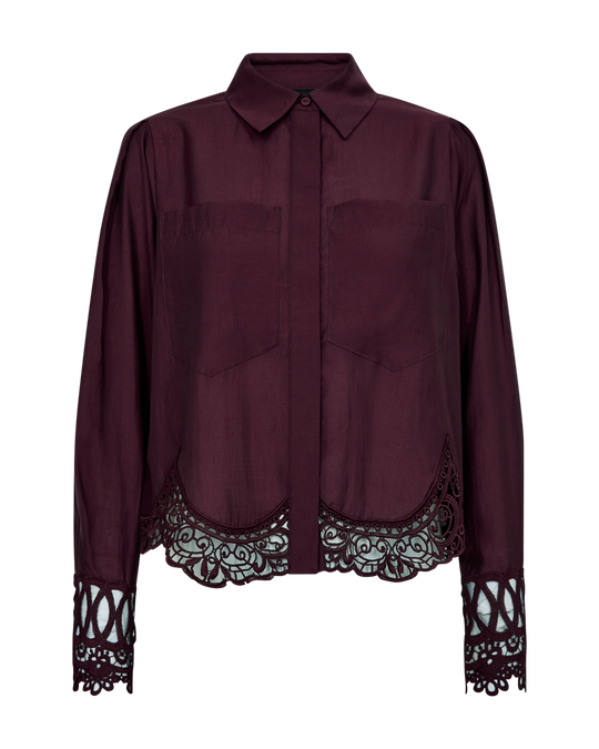 CMMOLLY - SHIRT WITH LACE IN RED