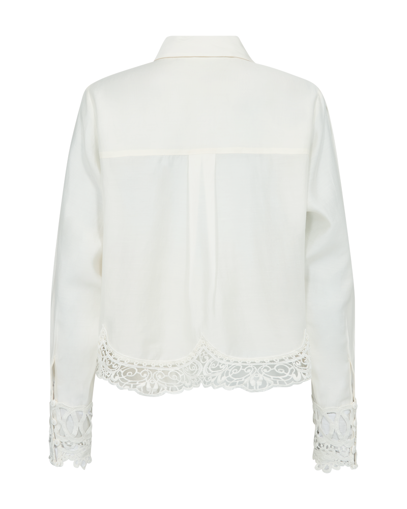 Cmmolly - shirt met kanten randen in off -wit