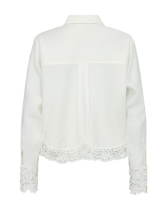 Cmmolly - shirt met kanten randen in off -wit
