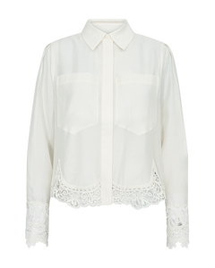 Cmmolly - shirt met kanten randen in off -wit