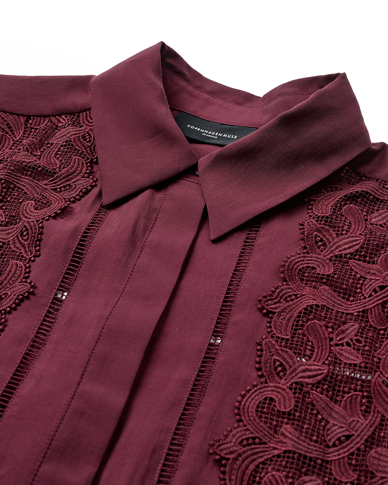 Cmmolly - shirt met kant in rood
