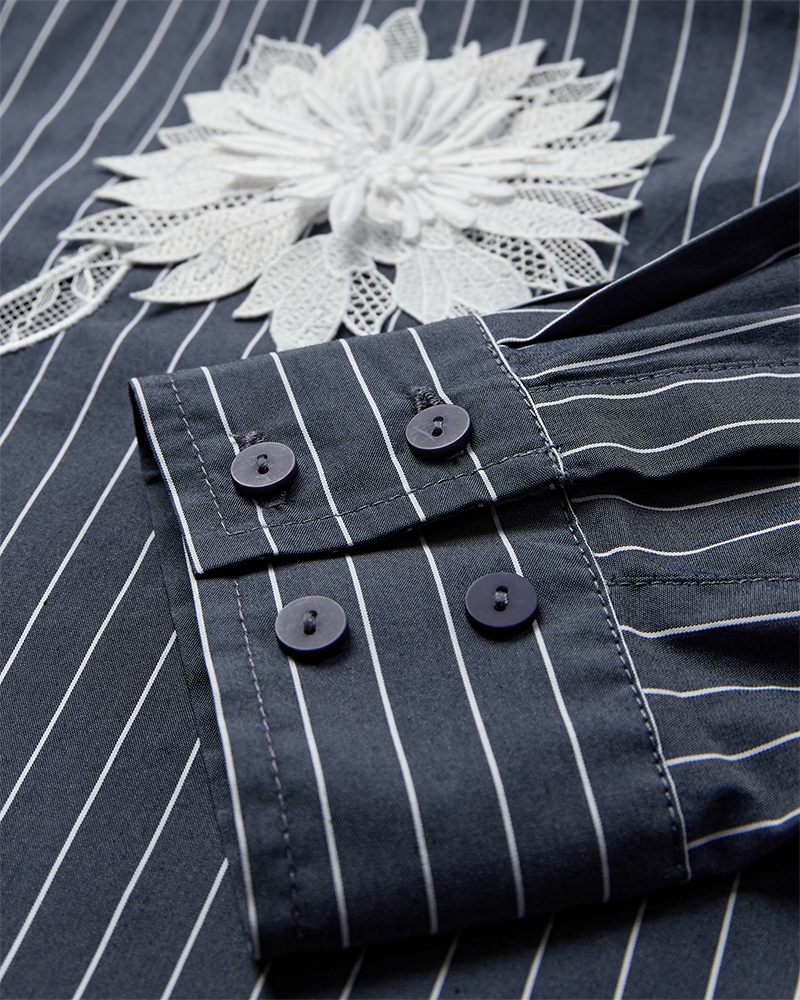 Cmshir - gestreept shirt met bloemen in grijs