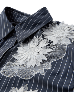 Cmshir - gestreept shirt met bloemen in grijs
