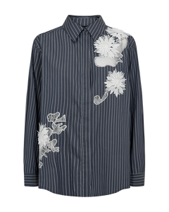 Cmshir - gestreept shirt met bloemen in grijs