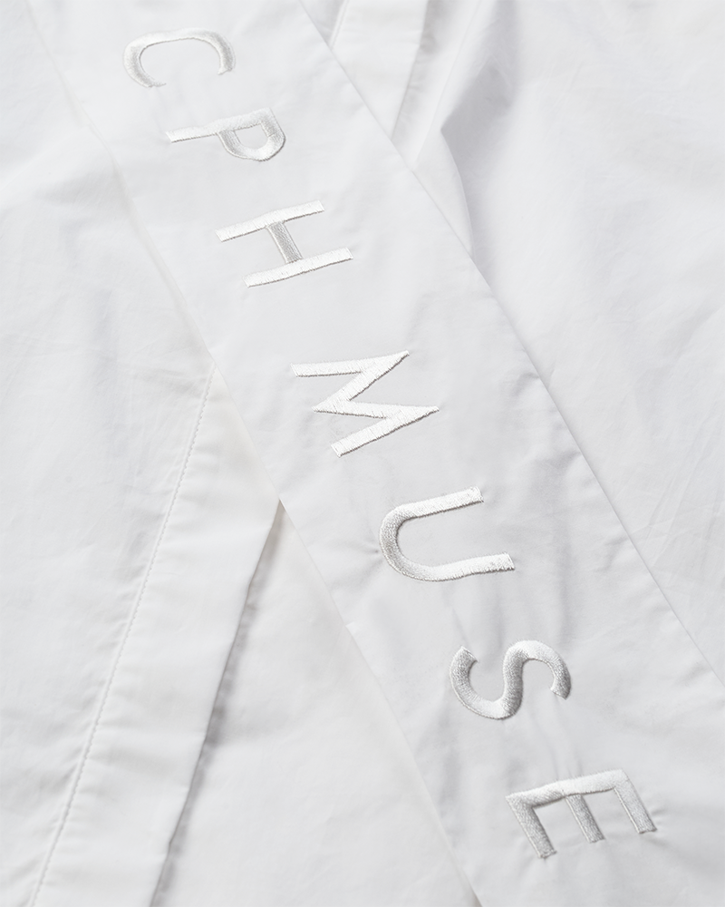 Cmpoplin - shirt met sjaaldetail in het wit