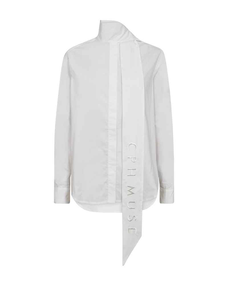 Cmpoplin - shirt met sjaaldetail in het wit