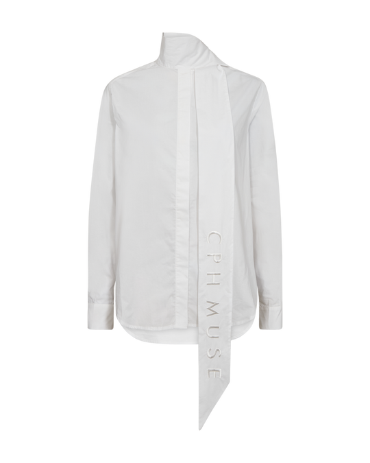 Cmpoplin - shirt met sjaaldetail in het wit