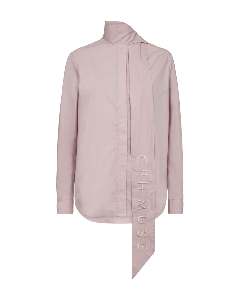 Cmpoplin - shirt met sjaaldetail in paars