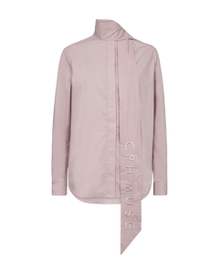 Cmpoplin - shirt met sjaaldetail in paars