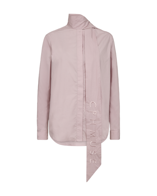 Cmpoplin - shirt met sjaaldetail in paars