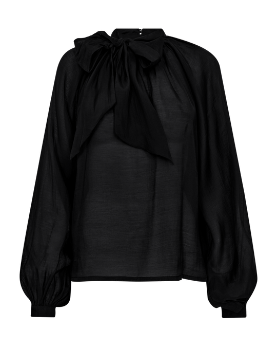 CMTILLY - BLOUSE WITH BOW DETAIL IN BLACK