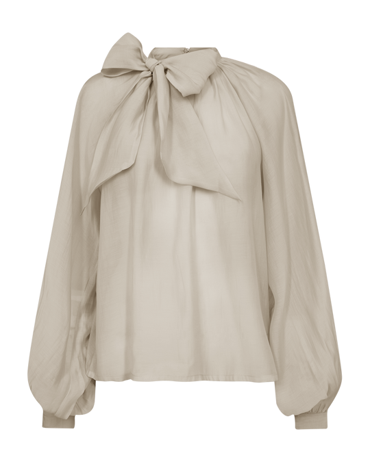 CMTILLY - BLOUSE WITH BOW DETAIL IN BEIGE