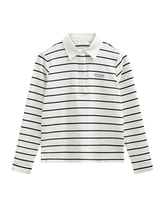CMMUSE - POLO WITH STRIPES IN OFF-WHITE AND BLACK