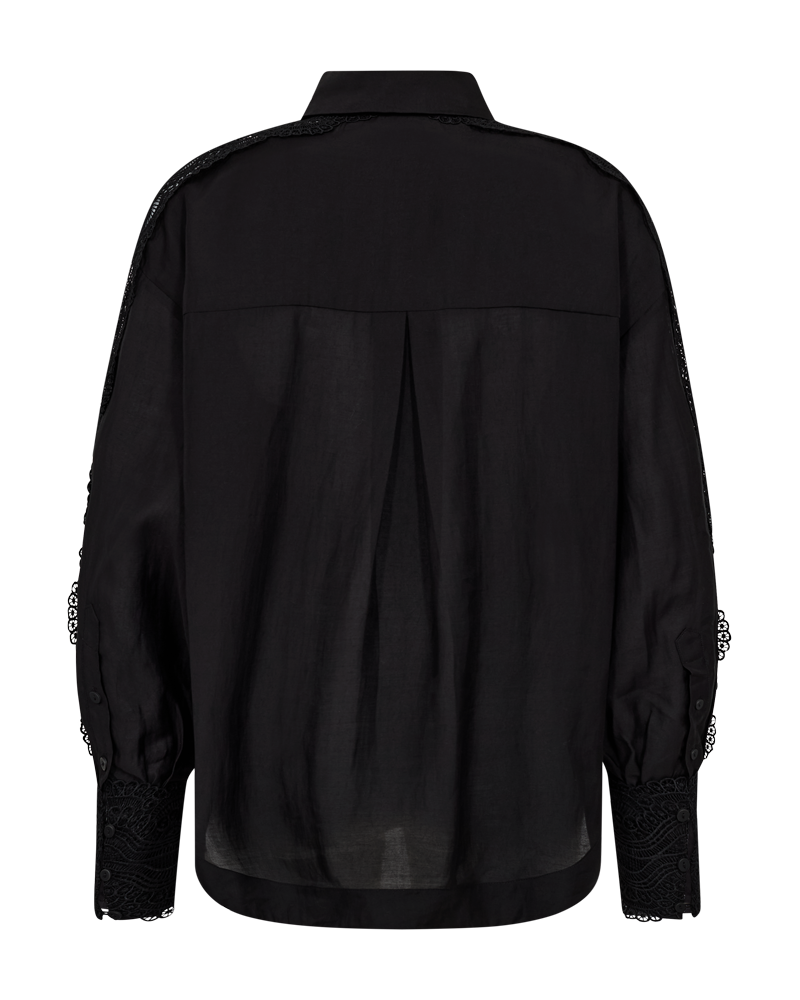 CMMOLLY - SHIRT WITH CUT-AND-SEW LACE IN BLACK