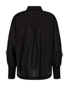 CMMOLLY - SHIRT WITH CUT-AND-SEW LACE IN BLACK