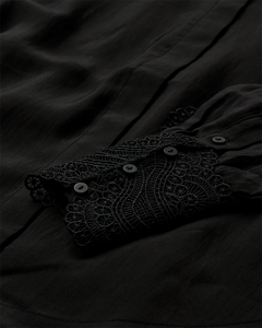 CMMOLLY - SHIRT WITH CUT-AND-SEW LACE IN BLACK