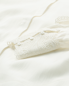 CMMOLLY - SHIRT WITH CUT-AND-SEW LACE IN OFF-WHITE