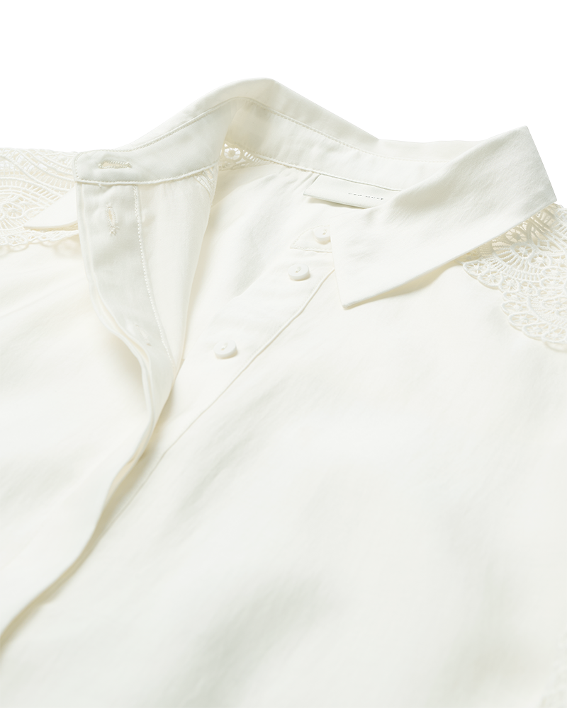 CMMOLLY - SHIRT WITH CUT-AND-SEW LACE IN OFF-WHITE