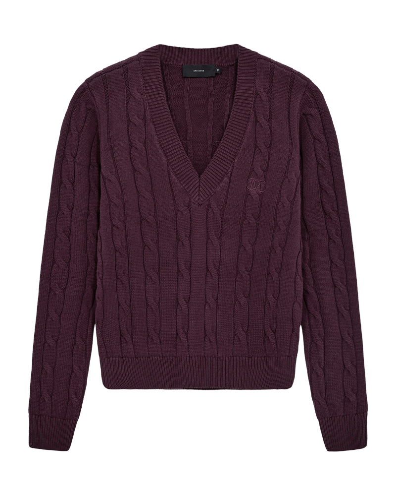 CMKOTOM - Kabelbrei -pullover in rood