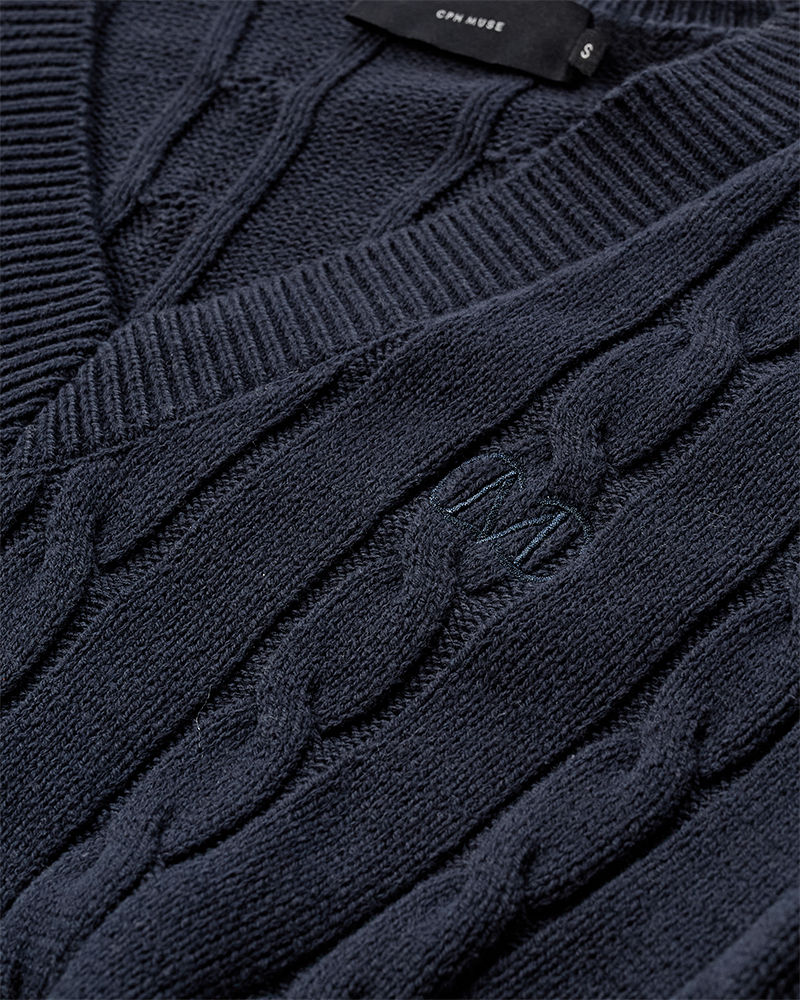 CMKOTOM - Kabel gebreide pullover in blauw