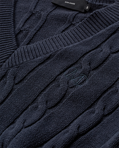 CMKOTOM - Kabel gebreide pullover in blauw