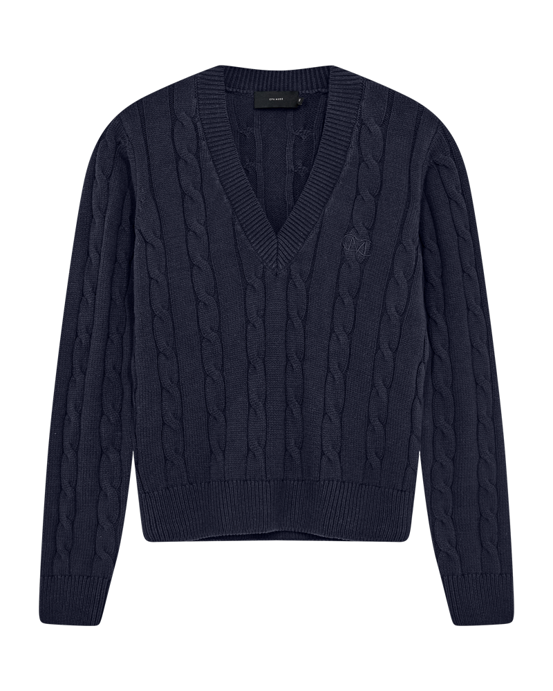 CMKOTOM - Kabel gebreide pullover in blauw