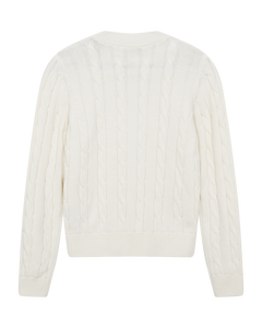 CMKOTOM - Kabel gebreide pullover in off -wit
