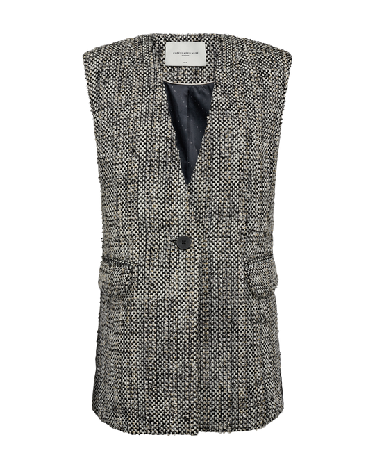 CMRUBI - KNITTED WAISTCOAT IN GREY AND OFF-WHITE