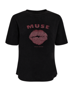 CMMUSE - T-SHIRT WITH PRINT IN BLACK AND RED