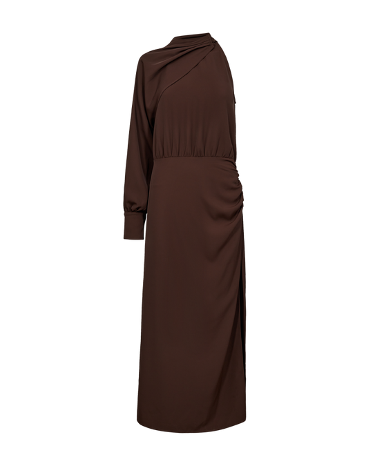 CMSANA - DRESS WITH BALLOON SLEEVES IN BROWN