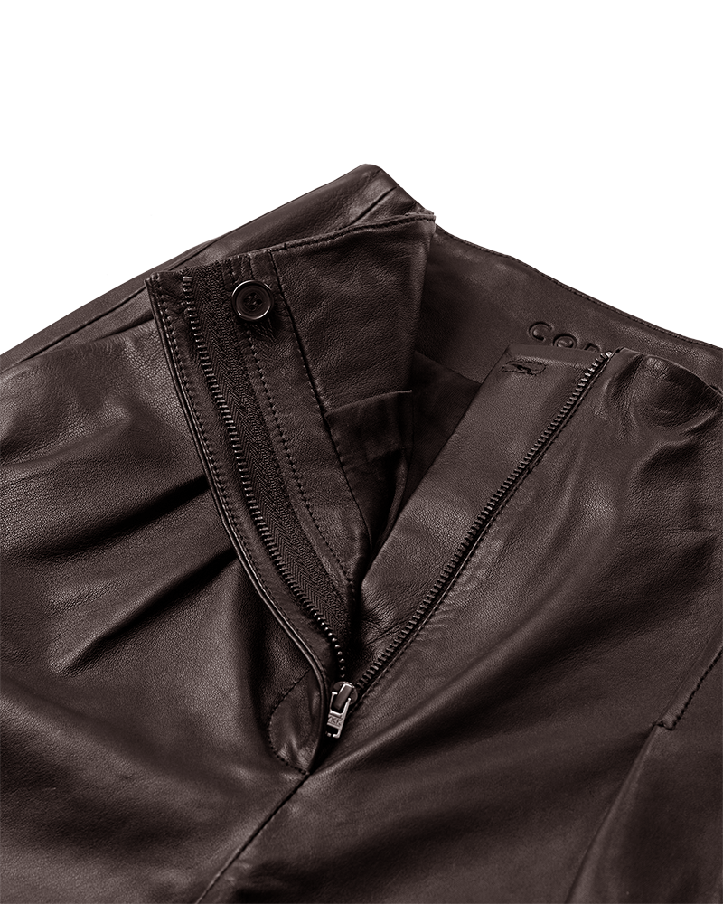 CMROYAL - LEATHER SHORTS IN BROWN