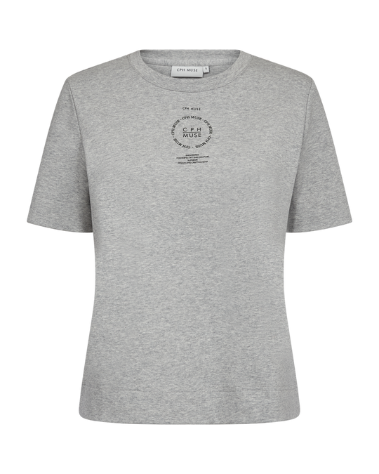 CMMUSE - T-SHIRT WITH LOGO DETAIL IN GREY