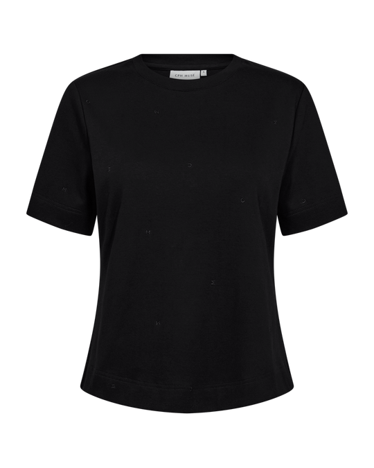 CMMUSE - T-SHIRT WITH LOGO DETAIL IN BLACK