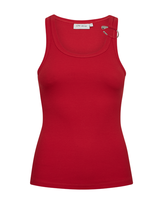 CMSIV - TOP WITH JEWELLERY DETAIL IN RED