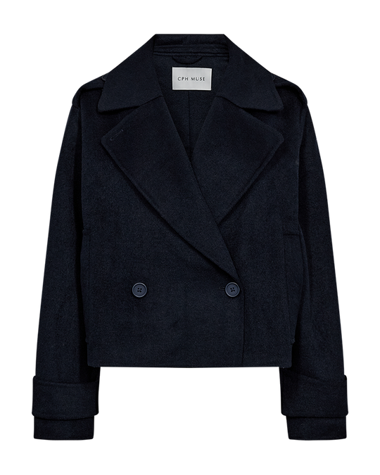 CMEMMA - SHORT DOUBLE-BREASTED JACKET IN BLUE