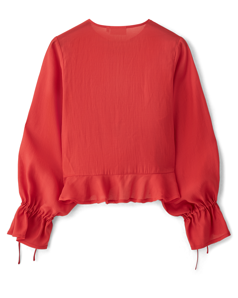 CMMOLLY - SHIRT WITH TIE STRINGS IN RED