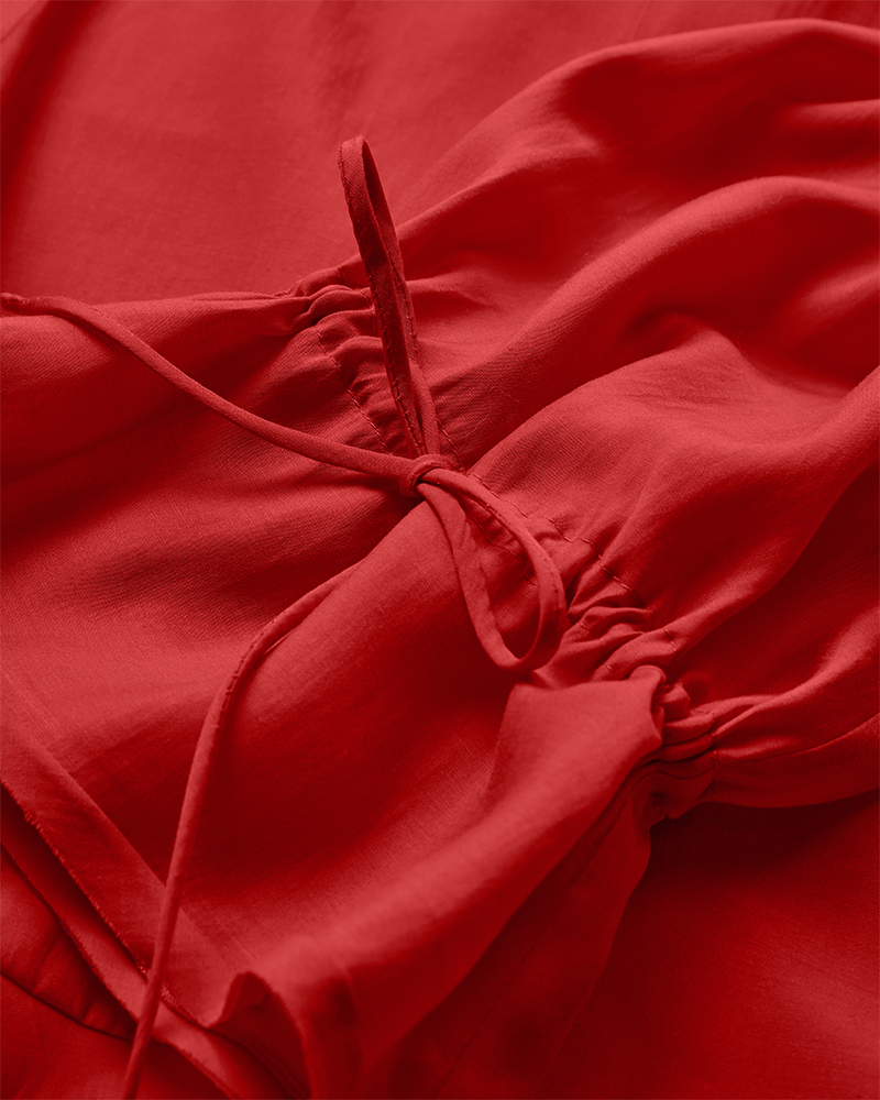 CMMOLLY - SHIRT WITH TIE STRINGS IN RED