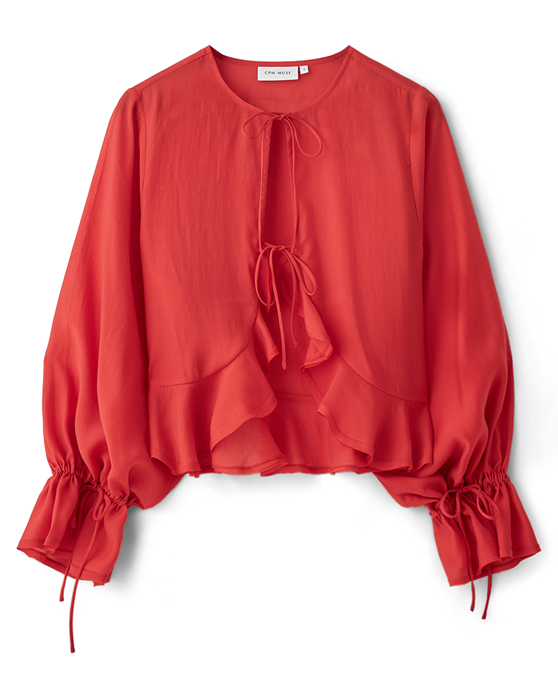 CMMOLLY - SHIRT WITH TIE STRINGS IN RED