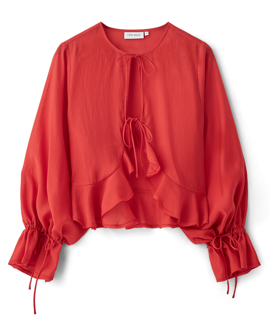 CMMOLLY - SHIRT WITH TIE STRINGS IN RED