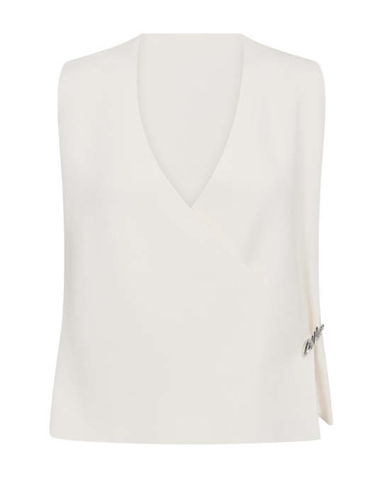 CMBONTLE - WAISTCOAT WITH BROOCH FASTENING IN WHITE