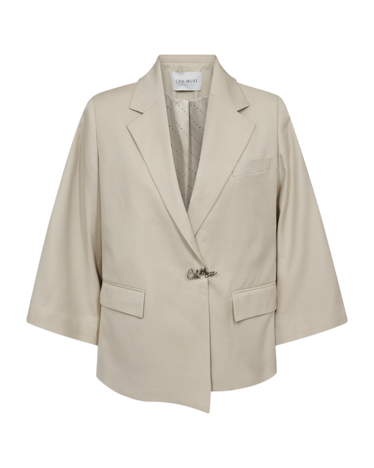 CMTENNA - BLAZER WITH BROOCH FASTENING IN BEIGE